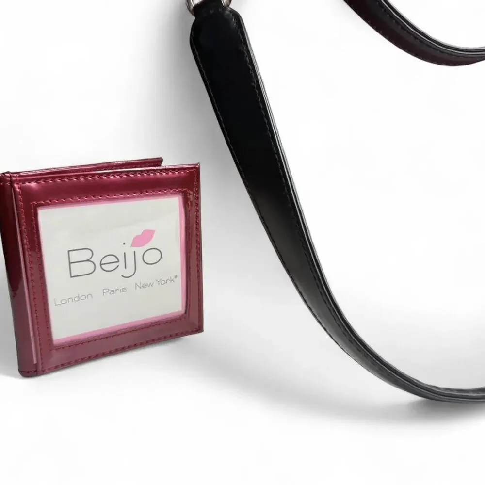Beijo Glossy Burgundy Tote Bag | Patent Leather Look |‎ Chic Shoulder Bag